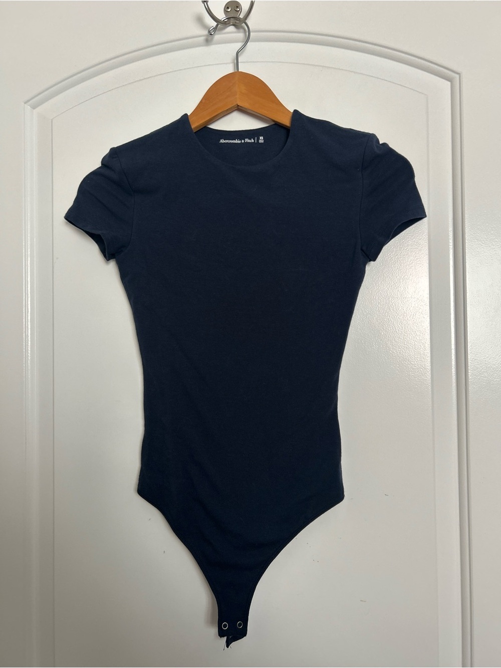 Abercrombie & Fitch Navy Short Sleeve Bodysuit NWOT Size XS Chic Minimalist Work